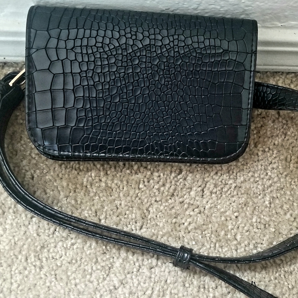 Mini waist belt crocodile pattern bag